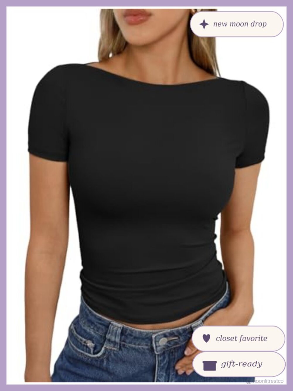 Boat Neck Short Sleeve Slim Fit Knit Top Casual Y2K Tee